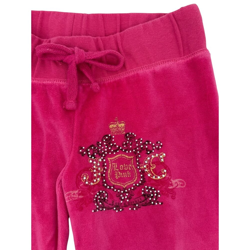 Vtg Y2K Juicy Couture Pink Velour Rhinestone Track Pants | Barbiecore McBling S - Picture 4 of 16
